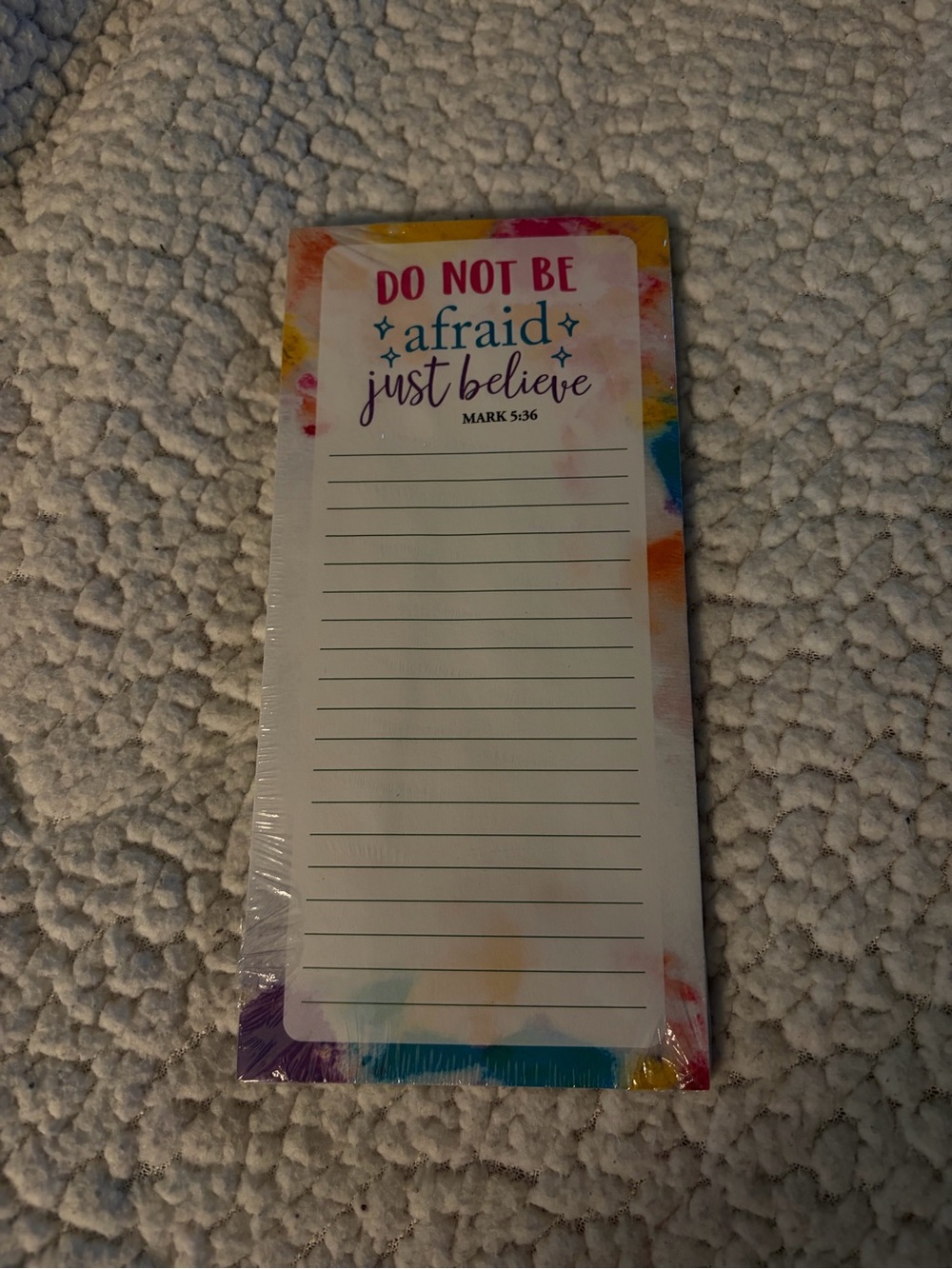 Inspirational 'Do Not Be Afraid Just Believe' Lined Notepad - Multicolor